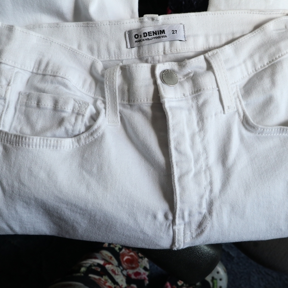 O2 Denim Hollywood USA Womens White Jeans Wide Leg - Picture 7 of 12